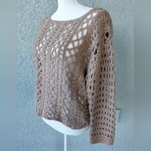 Olivaceous Open-Knit Sweater - Tan